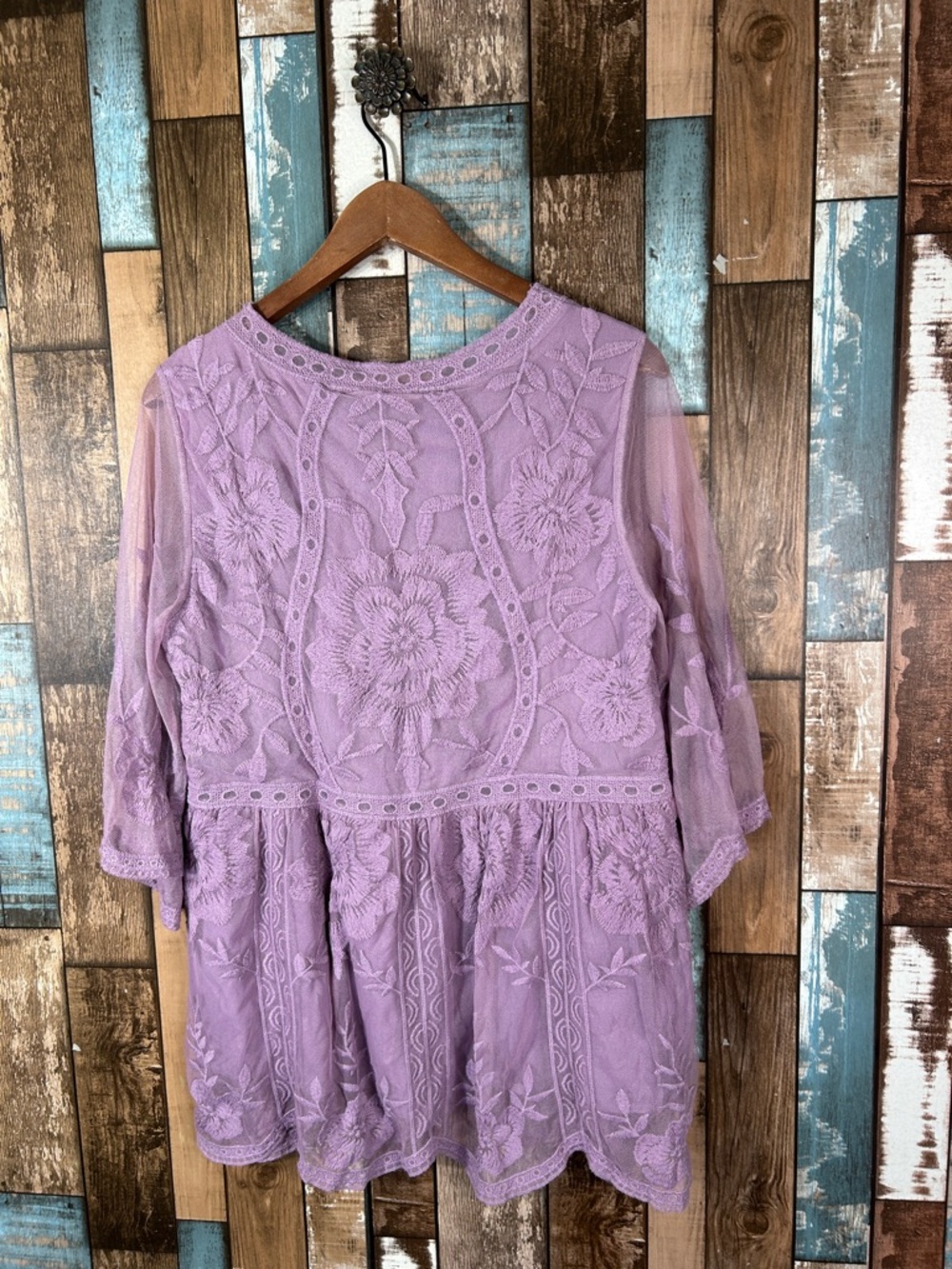 entro Purple Layered Lace Bohemian Top - Picture 9 of 11